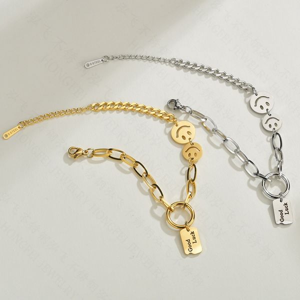 ins style retro style good luck smile charm bracelet elegant women jewelry for gift, Golden;silver
ins style retro style good luck smile charm bracelet elegant women jewelry for gift, Golden;silver