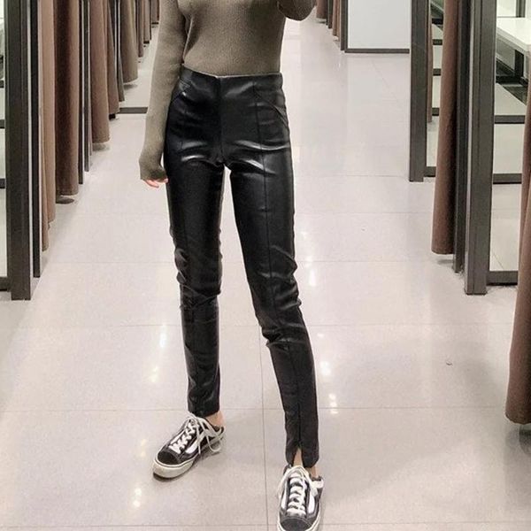 women's pants & capris 2021 autumn winter skinny pu leather pencil women streetwear slim long trousers female stretch zipper, Black;white
women's pants & capris 2021 autumn winter skinny pu leather pencil women streetwear slim long trousers female stretch zipper, Black;white