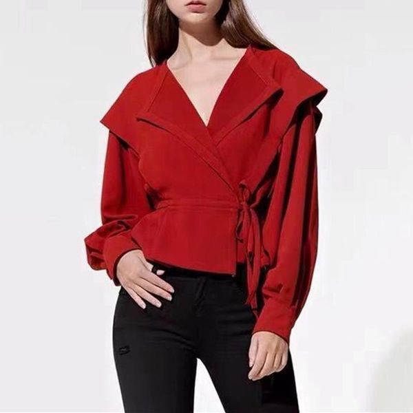 women's blouses & shirts 2021 women red blouse waist slim side lace-up shirt and vintage wild stylish clothes, White
women's blouses & shirts 2021 women red blouse waist slim side lace-up shirt and vintage wild stylish clothes, White