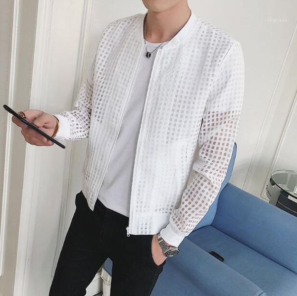 men's jackets 2021 spring and summer thin coat korean youth student jacket hollow breathable sunscreen clothes male, Black;brown
men's jackets 2021 spring and summer thin coat korean youth student jacket hollow breathable sunscreen clothes male, Black;brown