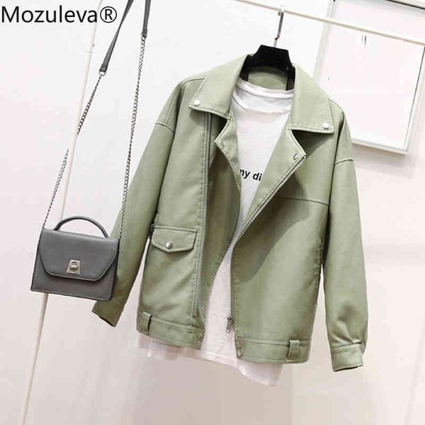 autumn faux soft leather pu jacket women loose punk coat female turndown collar moto biker rivet zipper street overcoat 210427, Black
autumn faux soft leather pu jacket women loose punk coat female turndown collar moto biker rivet zipper street overcoat 210427, Black