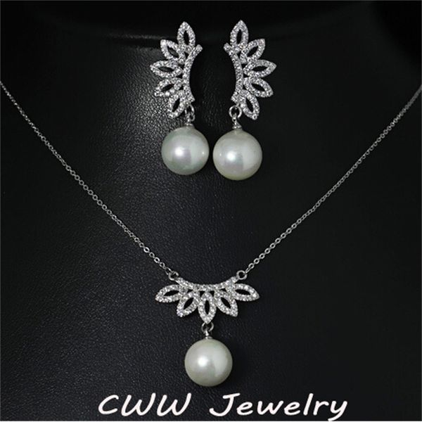 design micro pave flower cubic zircon pendant necklace and earring jewelry sets with pearls t083 210714, Silver
design micro pave flower cubic zircon pendant necklace and earring jewelry sets with pearls t083 210714, Silver