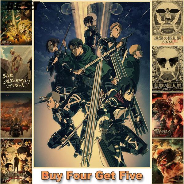 paintings attack on titan posters japanese anime kraft paper prints clear image livingroom bedroom decoration bar cafe home
paintings attack on titan posters japanese anime kraft paper prints clear image livingroom bedroom decoration bar cafe home