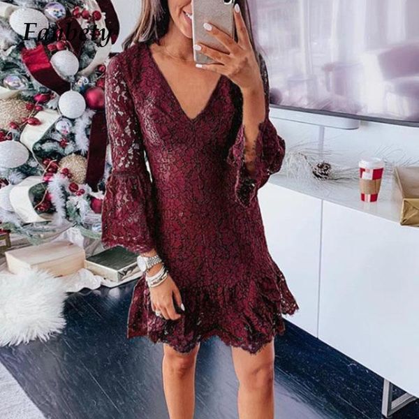 casual dresses 2021 spring elegant lace v-neck solid midi party dress women vintage ruffle flare sleeve office ladies vestidos, Black;gray
casual dresses 2021 spring elegant lace v-neck solid midi party dress women vintage ruffle flare sleeve office ladies vestidos, Black;gray