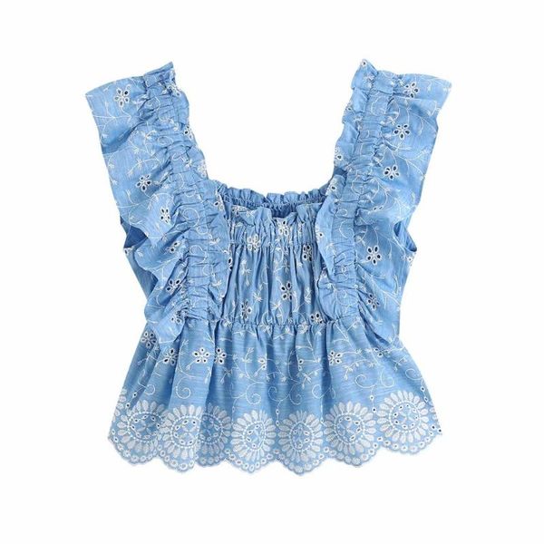 women's tanks & camis 2021 summer women blue embroidery pleated square collar sleeveless soft comfortable female woman clothes, White
women's tanks & camis 2021 summer women blue embroidery pleated square collar sleeveless soft comfortable female woman clothes, White