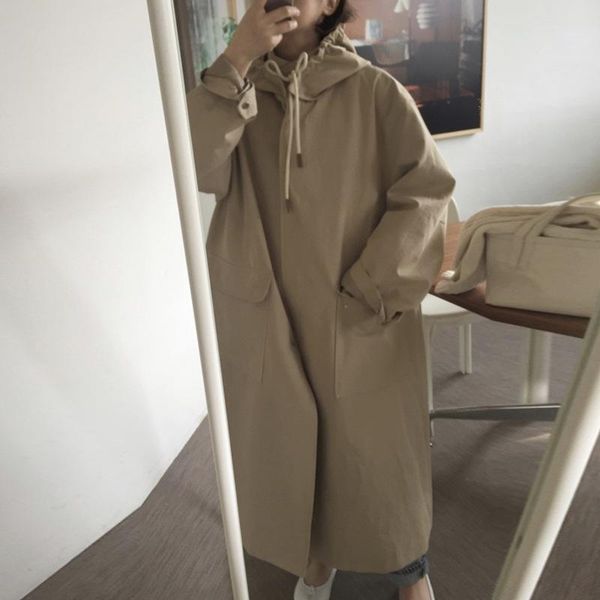 women's trench coats loose vintage hooded spring autumn fashion oversized single breasted outerwear female casual coat women clothes, Tan;black
women's trench coats loose vintage hooded spring autumn fashion oversized single breasted outerwear female casual coat women clothes, Tan;black