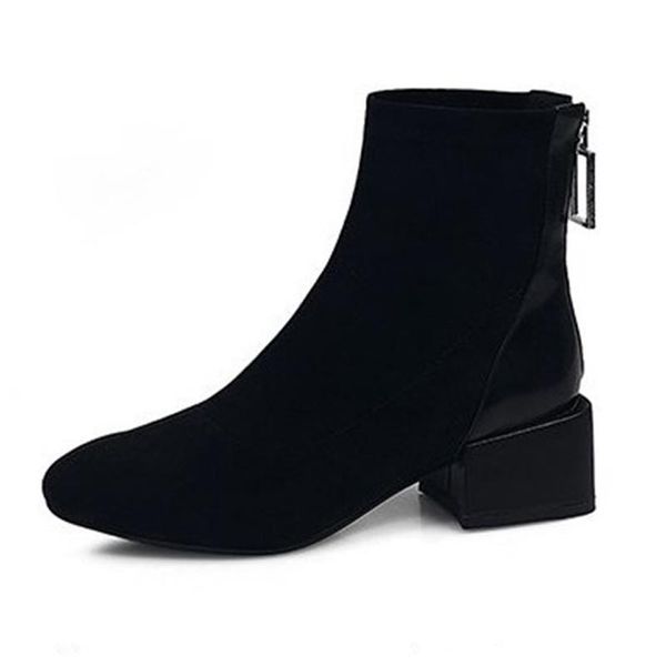 boots 2021 suede square heel women's short fashion trend, Black 
boots 2021 suede square heel women's short fashion trend, Black