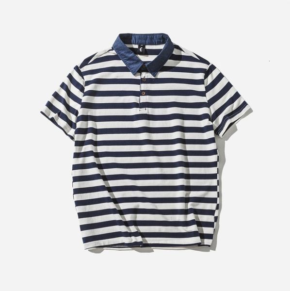 men's t-shirts summer striped print short sleeved t-shirt loose fashion casual denim collar lapel shirt men sh0c, White;black
men's t-shirts summer striped print short sleeved t-shirt loose fashion casual denim collar lapel shirt men sh0c, White;black