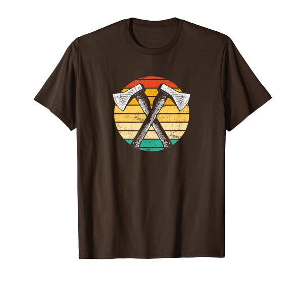 crossed hatchets retro style distressed t-shirt, White;black
