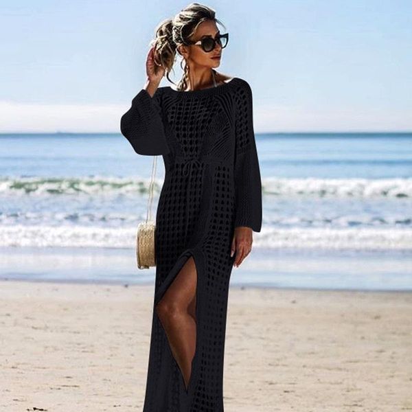 women's swimwear 2021 knitted beach dress cover up crochet tunic pareo praia salida de playa beachwear, White;black
women's swimwear 2021 knitted beach dress cover up crochet tunic pareo praia salida de playa beachwear, White;black