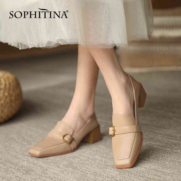 sophitina handmade retro women's loafers shoes genuine leather soft shoes buckle square toe comfortable spring ladies pumps ao44 210513, Black
sophitina handmade retro women's loafers shoes genuine leather soft shoes buckle square toe comfortable spring ladies pumps ao44 210513, Black