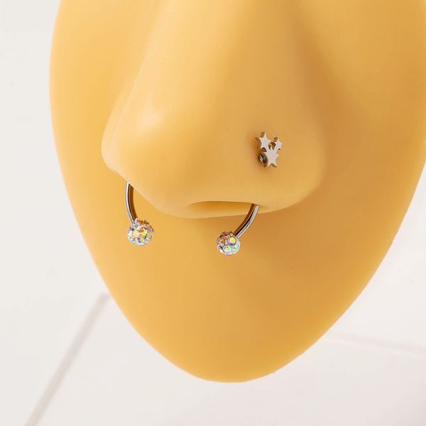 the new white stainless steel magnetic ring does not need perforated false clip drill ball horseshoe nose ornament, Silver
the new white stainless steel magnetic ring does not need perforated false clip drill ball horseshoe nose ornament, Silver