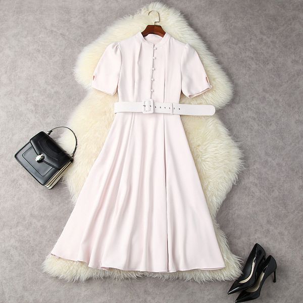 2021 summer fall short sleeve stand collar pink / blue pure color belted hollow out buttons mid-calf dress elegant casual dresses 21g0312529, Black;gray
2021 summer fall short sleeve stand collar pink / blue pure color belted hollow out buttons mid-calf dress elegant casual dresses 21g0312529, Black;gray