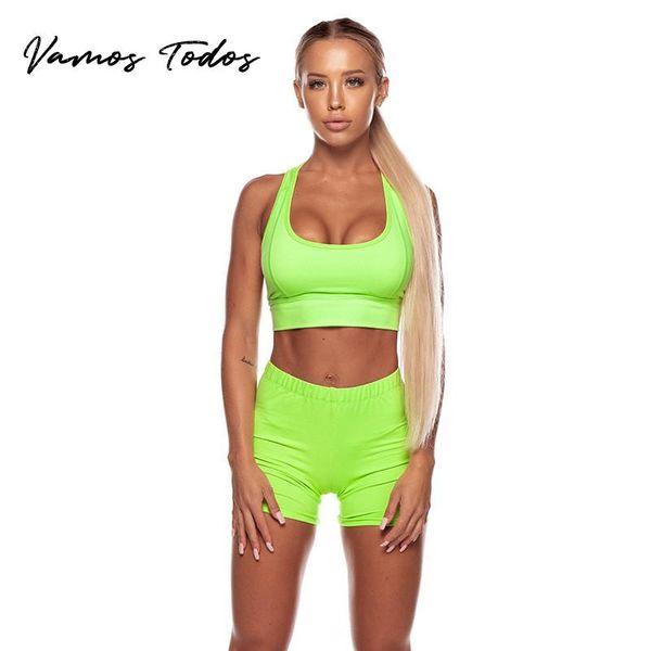 women's tracksuits vamos todos 2021 summer sports 2 piece set outfit women fluorescent green crop and shorts elastic yoga leggings, Gray
women's tracksuits vamos todos 2021 summer sports 2 piece set outfit women fluorescent green crop and shorts elastic yoga leggings, Gray