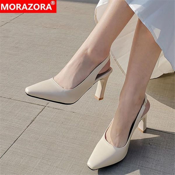 dress shoes morazora 2021 arrival slingback high heels woman pointed toe quality fashion pumps women black beige yellow