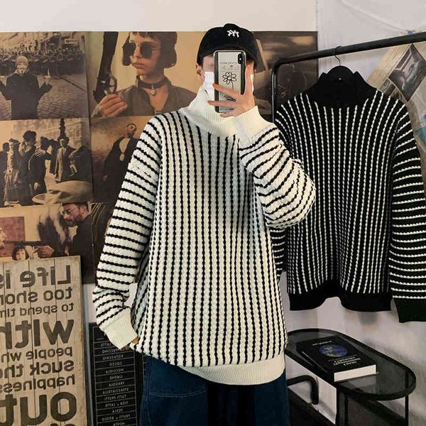 men's sweaters striped male sweater with a turtleneck, usually korean style, okli, White;black
men's sweaters striped male sweater with a turtleneck, usually korean style, okli, White;black