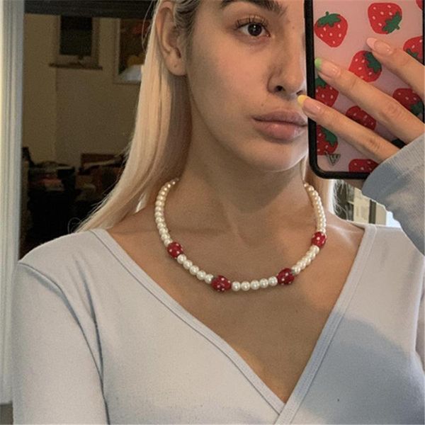 chains strawberry pearl necklace trendy fruit sweet choker for women girl summer holiday collarbone chain 2021 fashion jewelry, Silver
chains strawberry pearl necklace trendy fruit sweet choker for women girl summer holiday collarbone chain 2021 fashion jewelry, Silver
