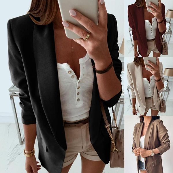 casual blazer feminino women basic notched collar solid pockets chic office ladies retro single button suit jackets women's suits & bl, White;black
casual blazer feminino women basic notched collar solid pockets chic office ladies retro single button suit jackets women's suits & bl, White;black