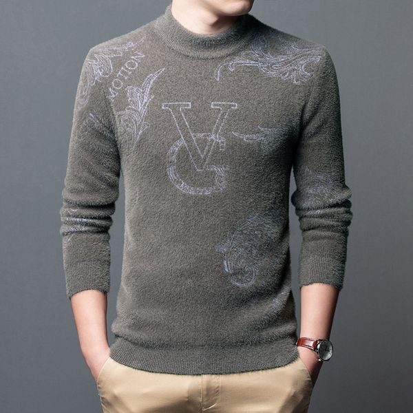 men's semi high neck imitation mink warm knitted sweater bottomed shirt middle-aged and young men's jacquard et, White;black
men's semi high neck imitation mink warm knitted sweater bottomed shirt middle-aged and young men's jacquard et, White;black