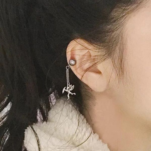 clip-on & screw back 1pc 2021 punk white black pearl fairy angle charm clips earrings without pierced ear clip for women on, Silver
clip-on & screw back 1pc 2021 punk white black pearl fairy angle charm clips earrings without pierced ear clip for women on, Silver