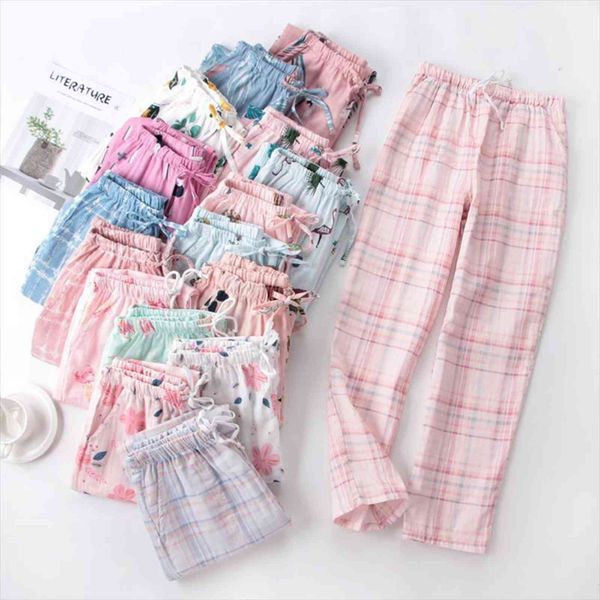 spring autumn pajama trousers womens capris thin section japanese checkered 100% cotton home double layer gauze, Black;white
spring autumn pajama trousers womens capris thin section japanese checkered 100% cotton home double layer gauze, Black;white