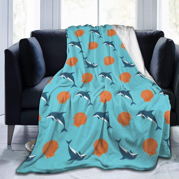 premium fall fleece blanket cute blue dolphin and seashell anti-static throw blanket breathable thermal blanket - 60x50 inch
premium fall fleece blanket cute blue dolphin and seashell anti-static throw blanket breathable thermal blanket - 60x50 inch