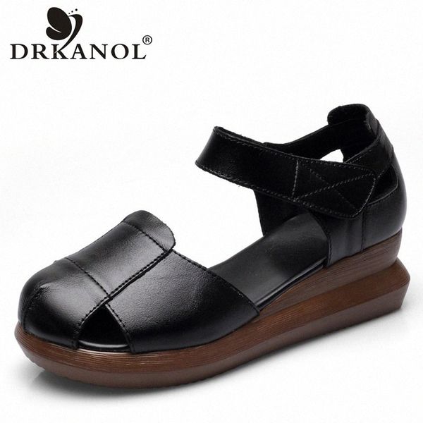 drkanol fashion summer shoes women sandals 2020 round toe genuine leather wedges sandals ladies thick bottom platform s8c0#, Black
drkanol fashion summer shoes women sandals 2020 round toe genuine leather wedges sandals ladies thick bottom platform s8c0#, Black