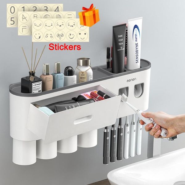toothbrush holders magnetic adsorption inverted holder automatic toothpaste squeezer dispenser wall storage rack bathroom accessories
toothbrush holders magnetic adsorption inverted holder automatic toothpaste squeezer dispenser wall storage rack bathroom accessories