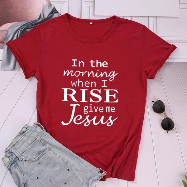 women's t-shirt christian in the morning when i rise give me jesus tees short sleeve cotton funny letter graphic o neck tshirt, White
women's t-shirt christian in the morning when i rise give me jesus tees short sleeve cotton funny letter graphic o neck tshirt, White