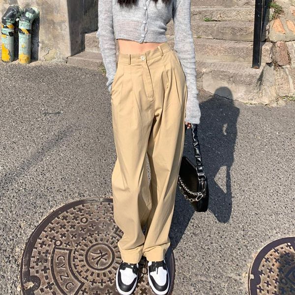women's pants & capris casual khaki wide leg high waist loose straight ladies solid color long trousers, Black;white
women's pants & capris casual khaki wide leg high waist loose straight ladies solid color long trousers, Black;white