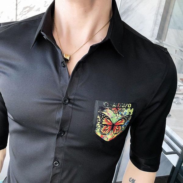 men's casual shirts print slim fit shirt men dress camisa masculina streetwear social nightclub blusa homme summer business formal, White;black
men's casual shirts print slim fit shirt men dress camisa masculina streetwear social nightclub blusa homme summer business formal, White;black