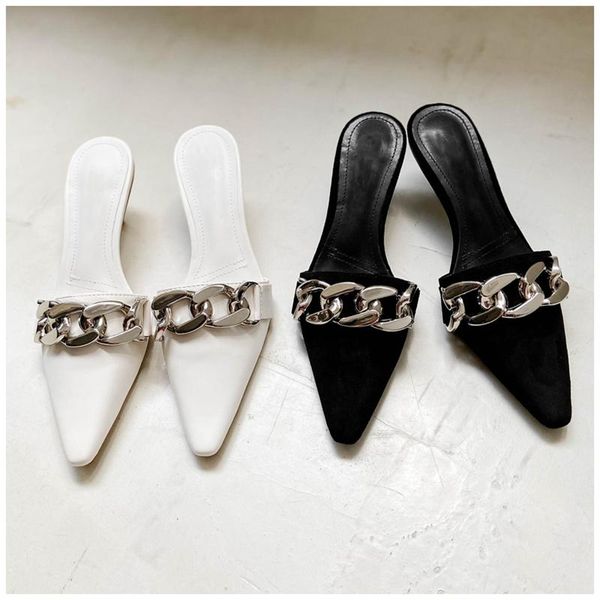 bailamos 2021 spring women mules shoes fashion metal chain slip on slipper casual outdoor low heel slides pointed toe pumps slippers, Black
bailamos 2021 spring women mules shoes fashion metal chain slip on slipper casual outdoor low heel slides pointed toe pumps slippers, Black