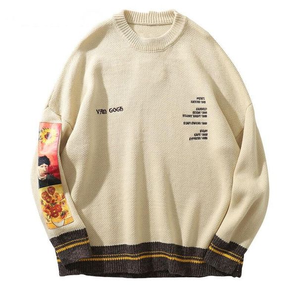 men's sweaters sleeve patchwork pullover knit sweater 2021 mens hip hop embroidery crewneck knitwear streetwear, White;black
men's sweaters sleeve patchwork pullover knit sweater 2021 mens hip hop embroidery crewneck knitwear streetwear, White;black