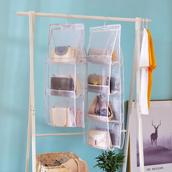 storage boxes & bins handbag hanging perspective grid dust-proof collection separate space saving bags clothes organizer