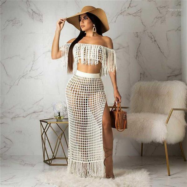 two piece dress women hollow out perspective skirt sets lady tassel crop split long pencil skirts summer beachwear 2pcs holiday, White
two piece dress women hollow out perspective skirt sets lady tassel crop split long pencil skirts summer beachwear 2pcs holiday, White