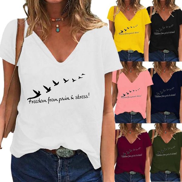 women's t-shirt girls clothing summer shirt short sleeve fashion printing graphic tee v- neck pullover plus size loose casual xs-5xl, White
women's t-shirt girls clothing summer shirt short sleeve fashion printing graphic tee v- neck pullover plus size loose casual xs-5xl, White