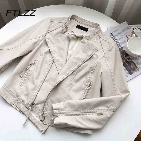 women soft leather jacket fashion long sleeve stand collar short pu coats ladies biker moto outwear 210525, Black
women soft leather jacket fashion long sleeve stand collar short pu coats ladies biker moto outwear 210525, Black