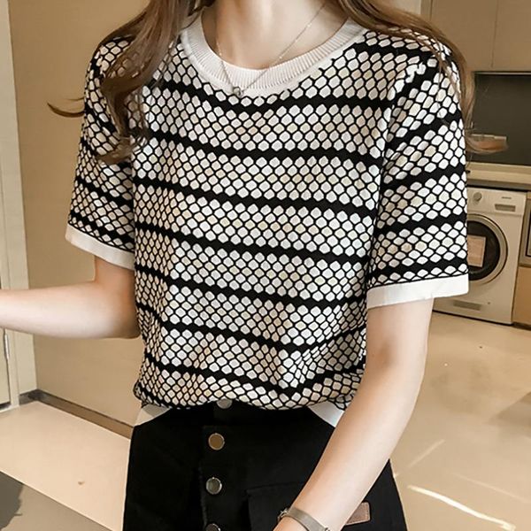 women's sweaters vintage pullover womens summer style short sleeve casual o-neck striped knitted sweater female jumpers for women ladie, White;black
women's sweaters vintage pullover womens summer style short sleeve casual o-neck striped knitted sweater female jumpers for women ladie, White;black