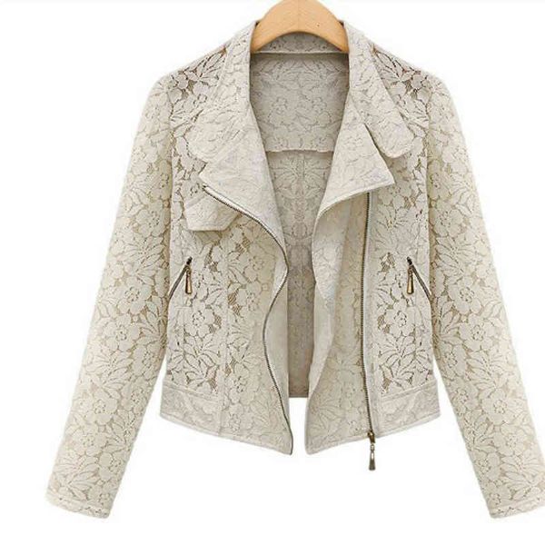 biker autumn new brand full lace outwear leisure casual short metal zipper jacket 201015, Black;brown
biker autumn new brand full lace outwear leisure casual short metal zipper jacket 201015, Black;brown