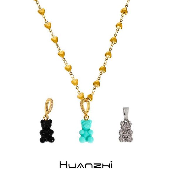 pendant necklaces huanzhi 2021 korean resin cute teddy bear charm crystal heart gold plated choker necklace for women girls party jewelry gi, Silver
pendant necklaces huanzhi 2021 korean resin cute teddy bear charm crystal heart gold plated choker necklace for women girls party jewelry gi, Silver