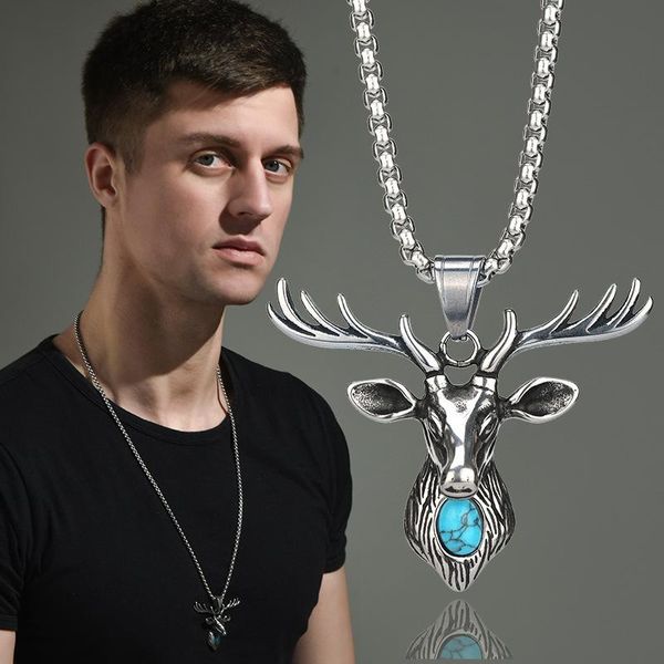 pendant necklaces fashion hip hop titanium steel elk necklace for men and women retro hipster jewelry gift, Silver
pendant necklaces fashion hip hop titanium steel elk necklace for men and women retro hipster jewelry gift, Silver