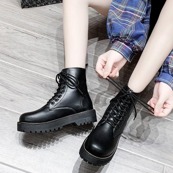boots british style autumn and winter 2021 thick soled women's korean lace up net red, Black
boots british style autumn and winter 2021 thick soled women's korean lace up net red, Black