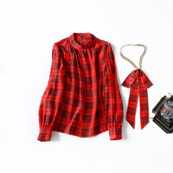 european and american women's clothing 2021 style for spring long sleeved bow collar red check print fashion silk shirt pdre, White
european and american women's clothing 2021 style for spring long sleeved bow collar red check print fashion silk shirt pdre, White