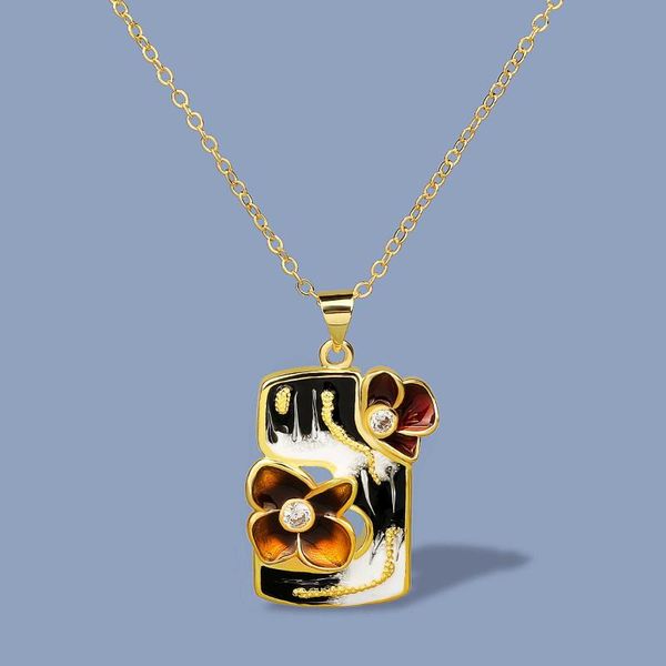 chains yellow gold necklace for women exquisite geometric hollow flower women's pendant handmade enamel jewelry elegant party sweater, Silver
chains yellow gold necklace for women exquisite geometric hollow flower women's pendant handmade enamel jewelry elegant party sweater, Silver