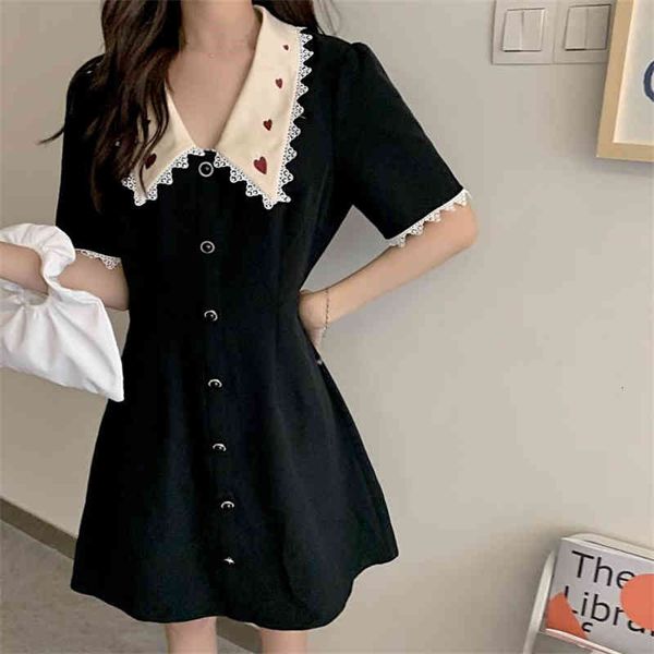 lapel thin waist retro sweet embroidered black dress korean spring and summer plus size slimming dress, Black;gray
lapel thin waist retro sweet embroidered black dress korean spring and summer plus size slimming dress, Black;gray