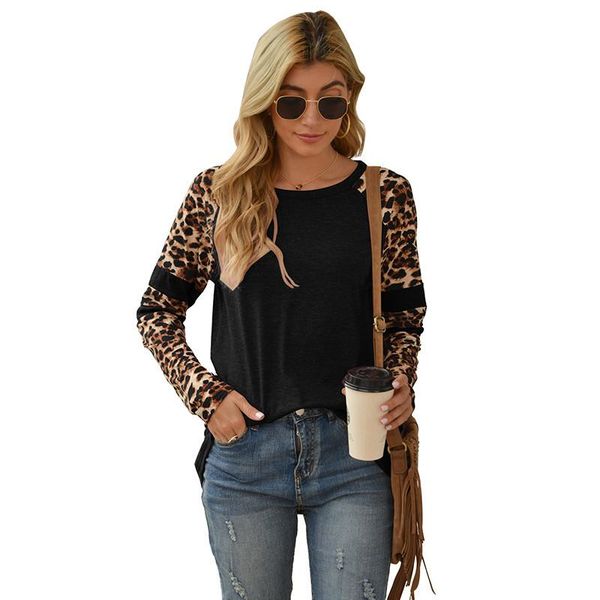 women's t-shirt leopard print long-sleeve women fashion slim stitching round neck 2021 casual loose, White
women's t-shirt leopard print long-sleeve women fashion slim stitching round neck 2021 casual loose, White