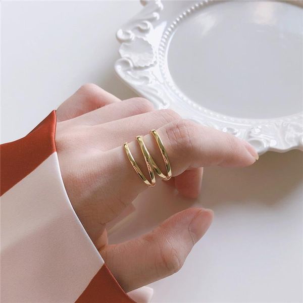 cluster rings daiwujan korean 925 sterling silver three layers line open simple gold glossy round adjustable ring for women girl jewelry, Golden;silver
cluster rings daiwujan korean 925 sterling silver three layers line open simple gold glossy round adjustable ring for women girl jewelry, Golden;silver