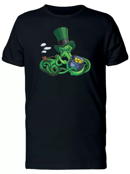 St Patricks Octopus Leprechaun Men's Tee -Image by Shutterstock, White;black