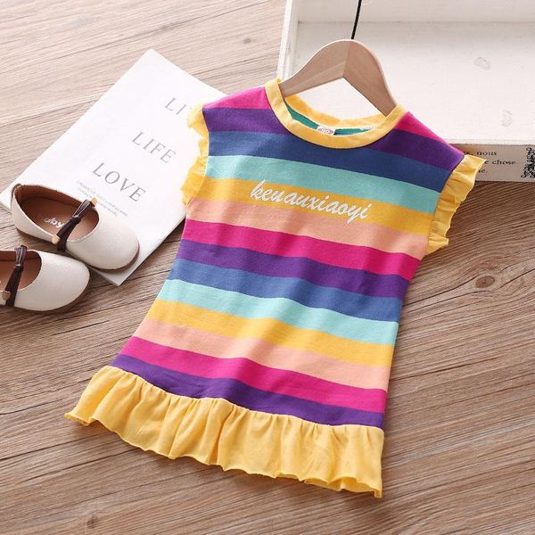girl's dresses fashion 2-6 years children girls dress summer rainbow striped kids straight ruffles sweet cotton clothes, Red;yellow
girl's dresses fashion 2-6 years children girls dress summer rainbow striped kids straight ruffles sweet cotton clothes, Red;yellow