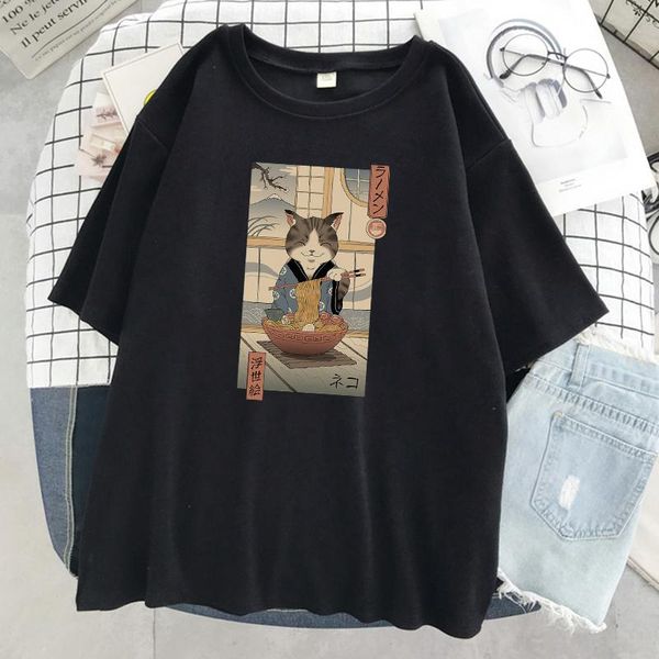 women's t-shirt neko ramen ukiyo-e japan harajuku print tshirt hip hop o-neck summer vogue t shirts oversized soft women clothing, White
women's t-shirt neko ramen ukiyo-e japan harajuku print tshirt hip hop o-neck summer vogue t shirts oversized soft women clothing, White